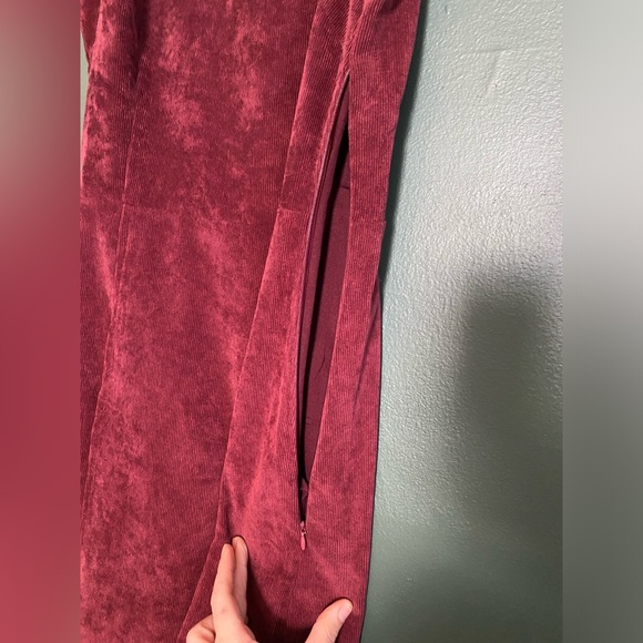 mini dress sleeveless corduroy Madam Rage burgundy red high neck side zip UK8 - Picture 8 of 15